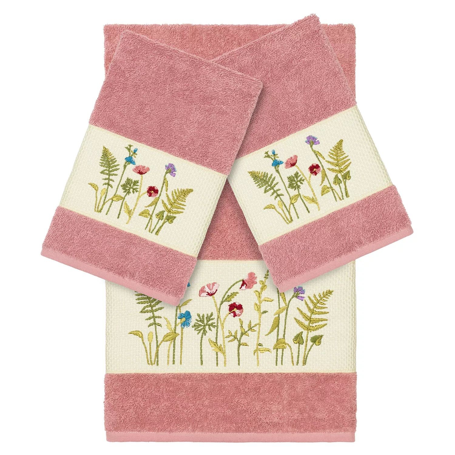 

Linum Home Textiles Набор из трех украшенных банных полотенец Serenity