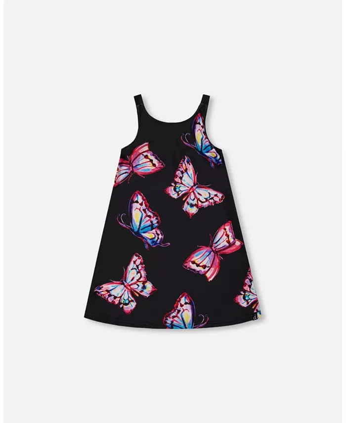 

Детское пляжное платье с принтом Black And Multicolored Butterflies Deux par Deux, черный