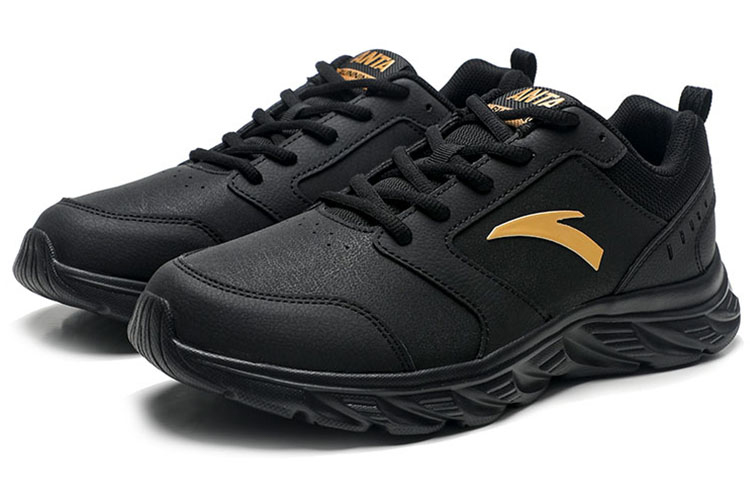 Антискользящие износостойкие низкие кроссовки для бега Anta Running Collection мужские черные с золотым — фото 3