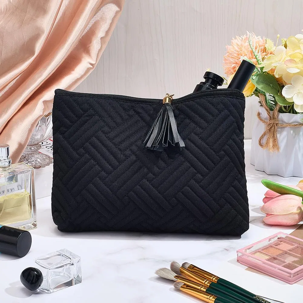 Портативная косметичка-органайзер из бархата с кисточкой No brand, Black — фото 4