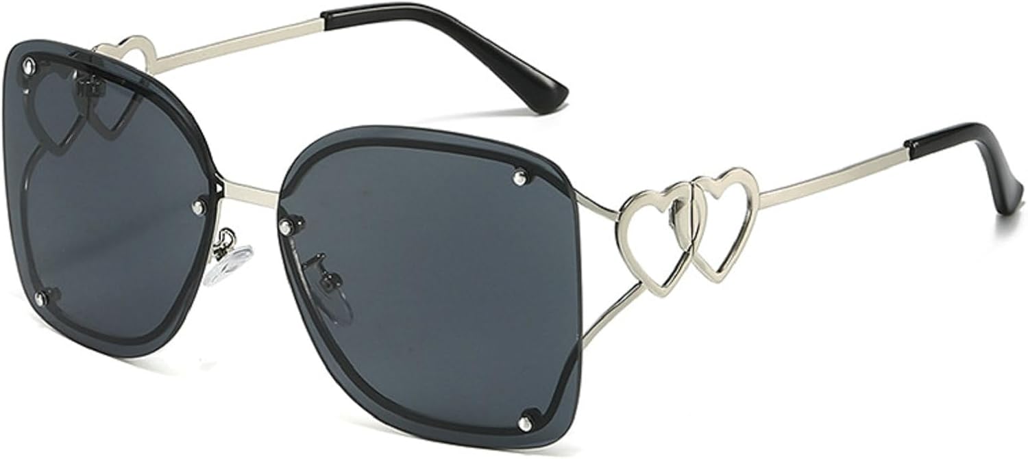 

Солнцезащитные очки Melrose Oversized Square для женщин, роскошные, модные, без оправы, защита от УФ-излучения UV400, винтажные, для активного отдыха, модель 3776, Silver Black