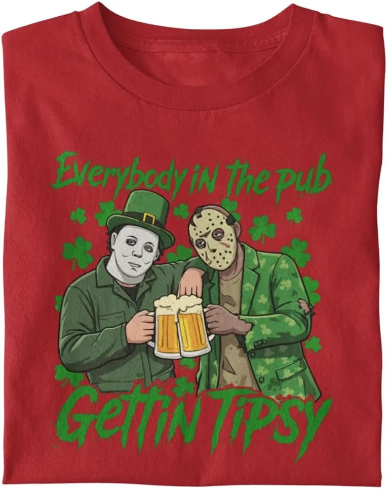 Футболка Jason and Michael Getting Tipsy | Смешной ужастик на День Святого Патрика, унисекс Generic, зеленый — фото 4