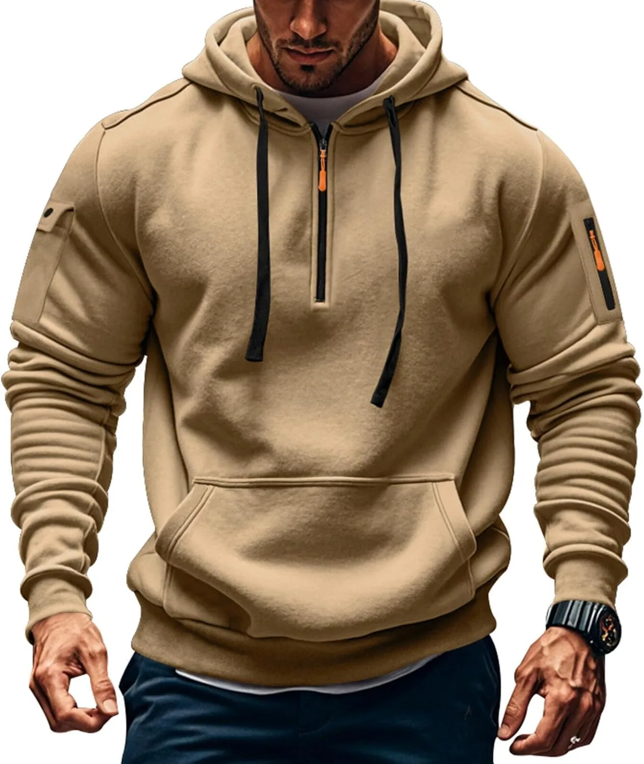 

Мужской худи тактический quarter zip с карманами ZOCANIA