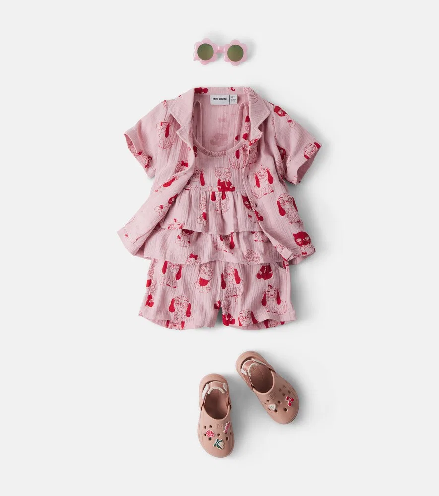 Хлопковые шорты Mini Babies Mini Rodini, розовый — фото 2