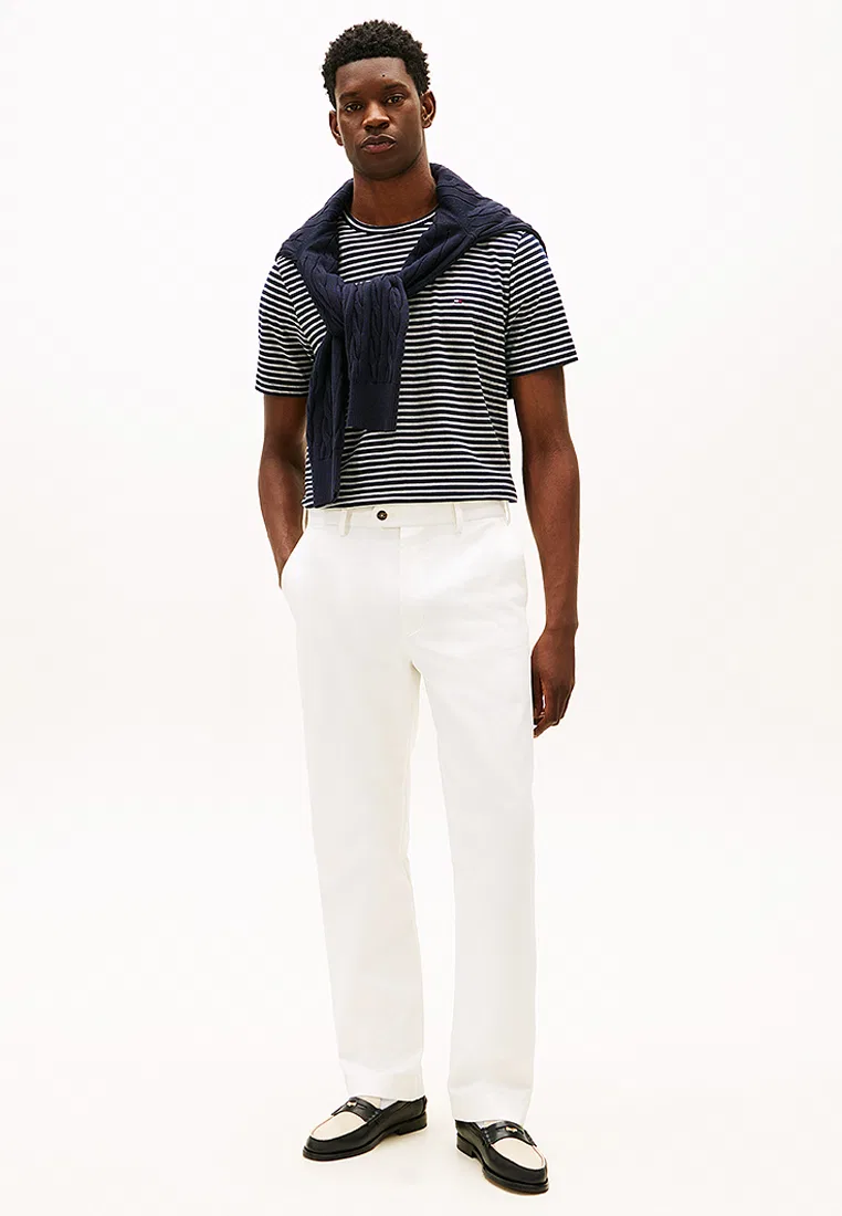Футболка с полоской, regular fit, Essential Seasonal, TH Mainline Tommy Hilfiger, слоновая кость — фото 4