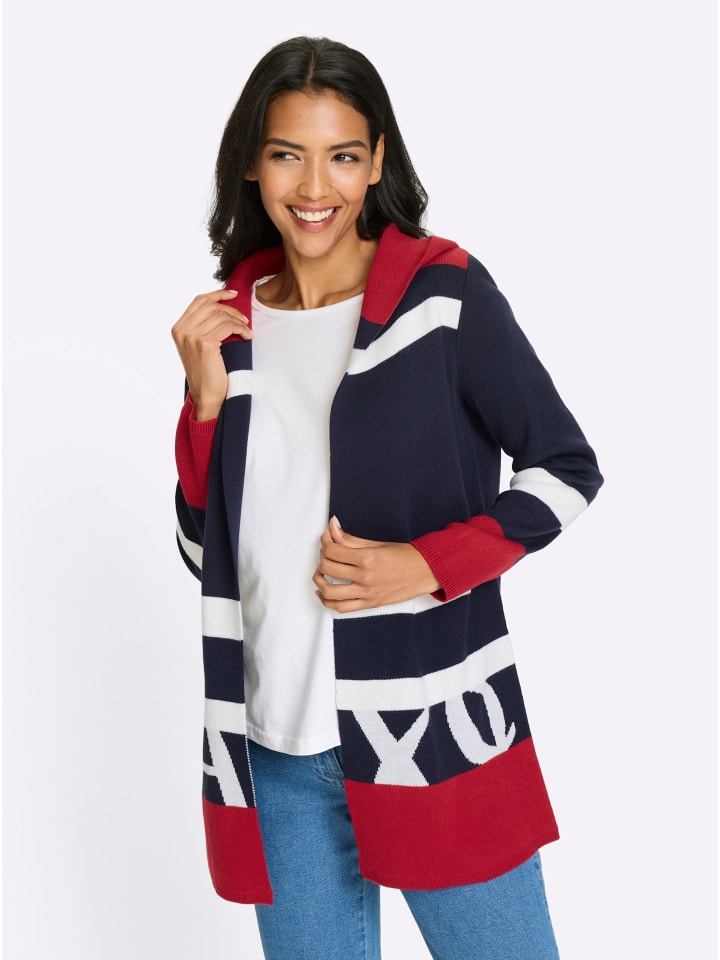 

Длинный кардиган в темно-синюю и белую полоску Sieh an!