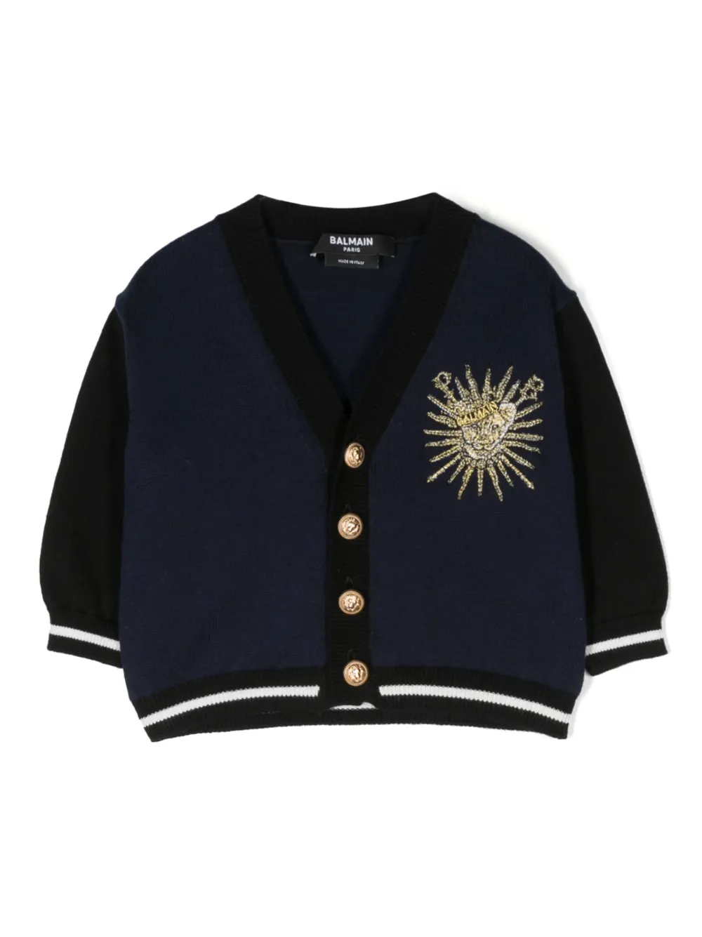 

Кардиган с вышитым логотипом Balmain Kids, синий