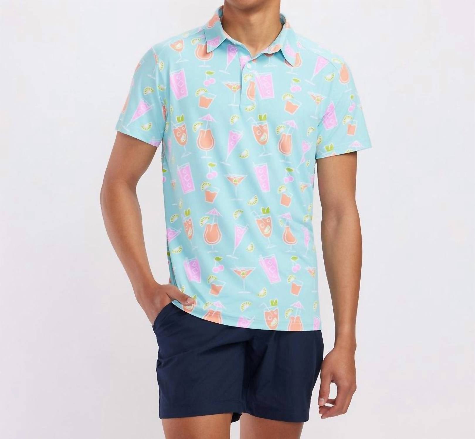 

Футболка поло мужская Tipsy Elves, синий/мультиколор