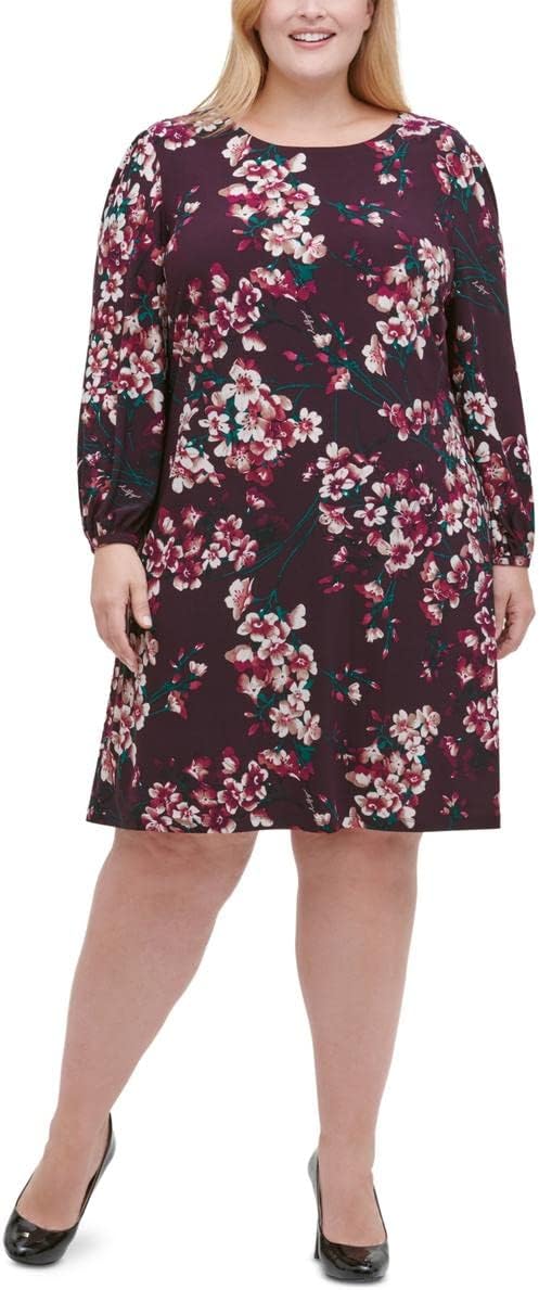 

Женское платье Tommy Hilfiger Plus из матового джерси с цветочным принтом для работы, Purple