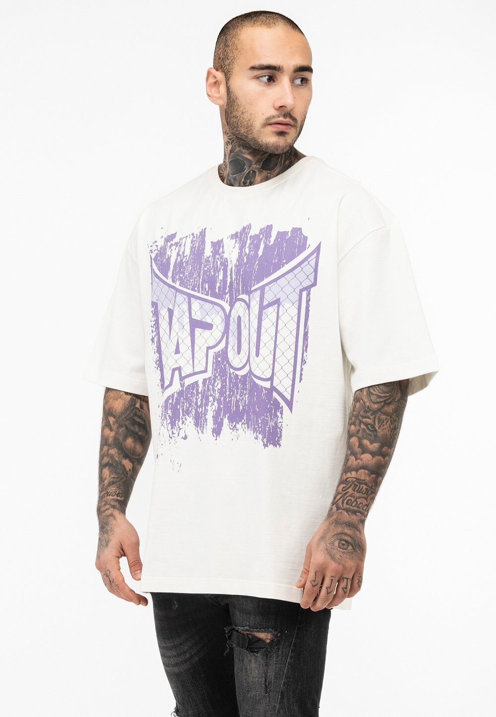 

Футболка с принтом Oversize Tapout, цвет white lilac