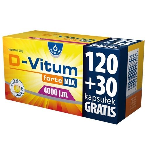 

D-Vitum Forte Max 4000 j.m. витамин D3 в капсулах, 150 шт.