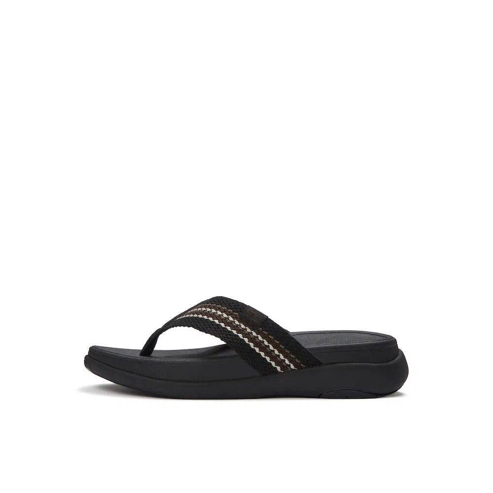 Мужские чёрные вьетнамки Fitflop F-Mode Go Stripe Webbing Toe Post — фото 2