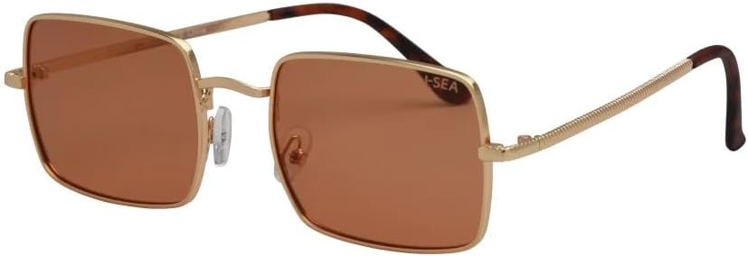 

Женские поляризованные квадратные солнцезащитные очки I-SEA Sublime, устойчивые к царапинам фиолетовые линзы, оправа из полированного металла золотистого цвета, Gold/Peach Polarized