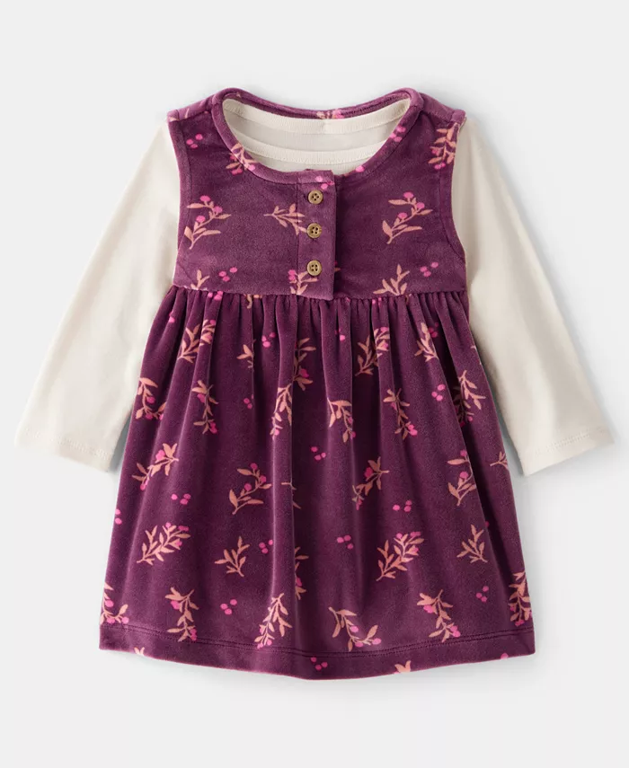 

Детский комплект для девочек из двух предметов: платье и боди с цветочным принтом Carter'S, фиолетовый