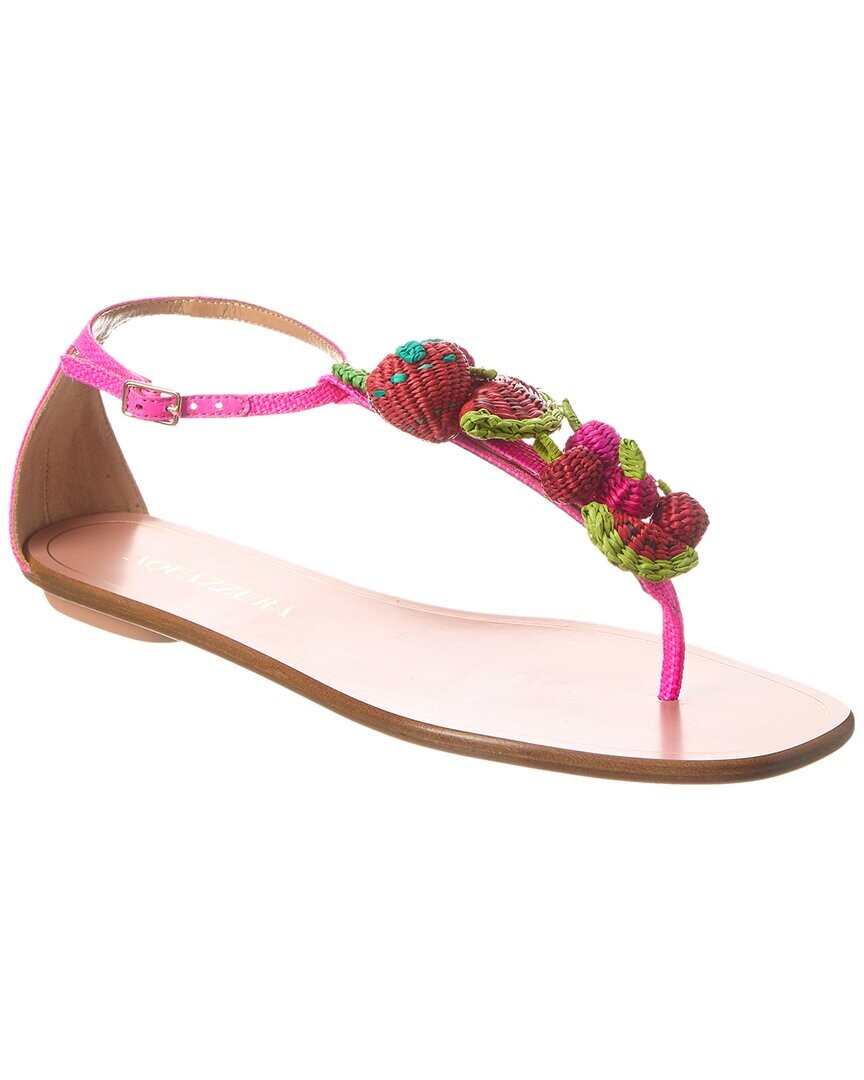 Сандалии Aquazzura Strawberry Punch из рафии, розовый — фото 2