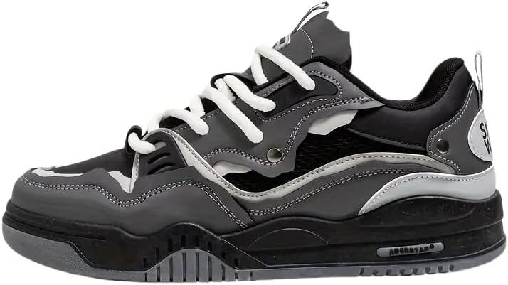 

Мужские кроссовки для скейтборда - ультракомфортные, с высокой сцепляемостью и нескользящей подошвой, повседневные на шнуровке, с мягкой плюшевой подошвой, модные низкие кеды для прогулок на улице и повседневной носки Clolinde, черный