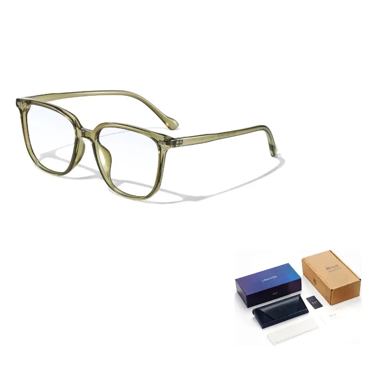 

LASHION Пластиковая квадратная оправа для очков TR/Memory унисекс, Clear tea-flat light anti-blue light lens [no degree]