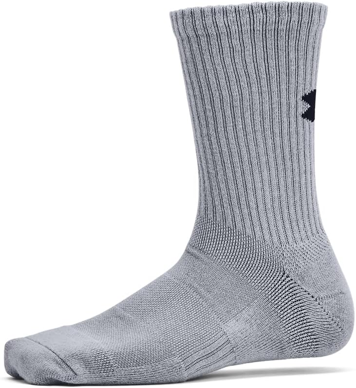 Детские тренировочные хлопковые носки Under Armour Youth (3 пары), (035) Steel/White/Black — фото 4