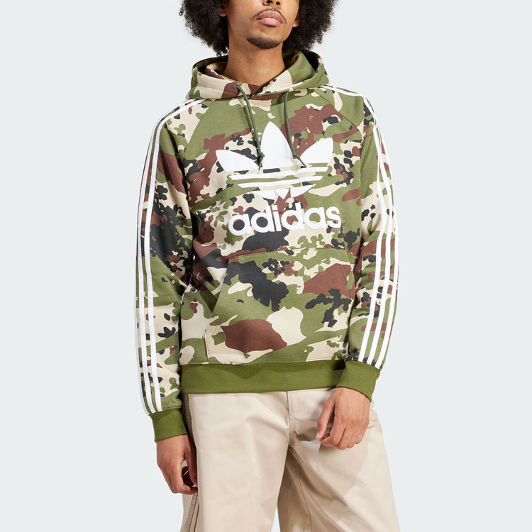 Камуфляжный худи зеленый Adidas Originals, хаки — фото 4
