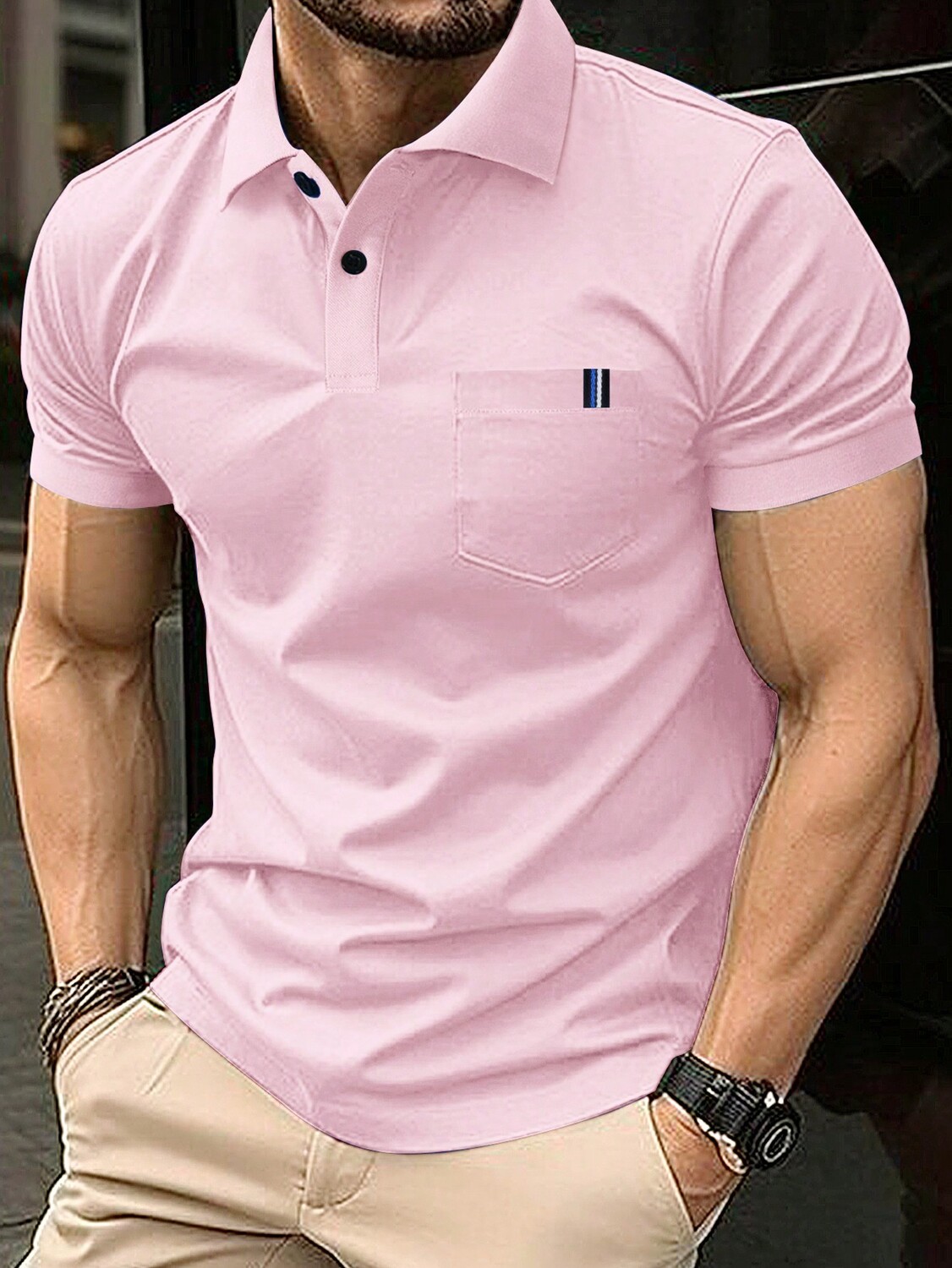 

Рубашка-поло Manfinity Homme с короткими рукавами, розовый