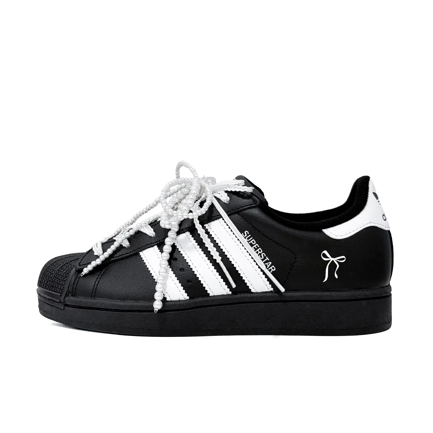 Кроссовки для скейтбординга Superstar 2 Pearl Butterfly Leather Low top Kids' Skateboarding Shoes Black Teenagers Adidas Originals