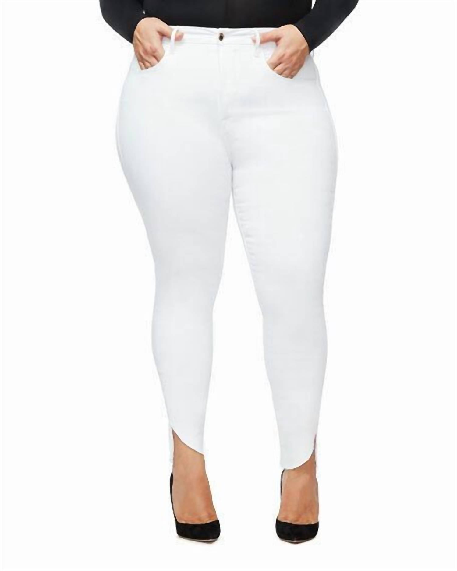 

Джинсы-скинни Good Legs Cascade Raw Hem с необработанным краем белого цвета GOOD AMERICAN