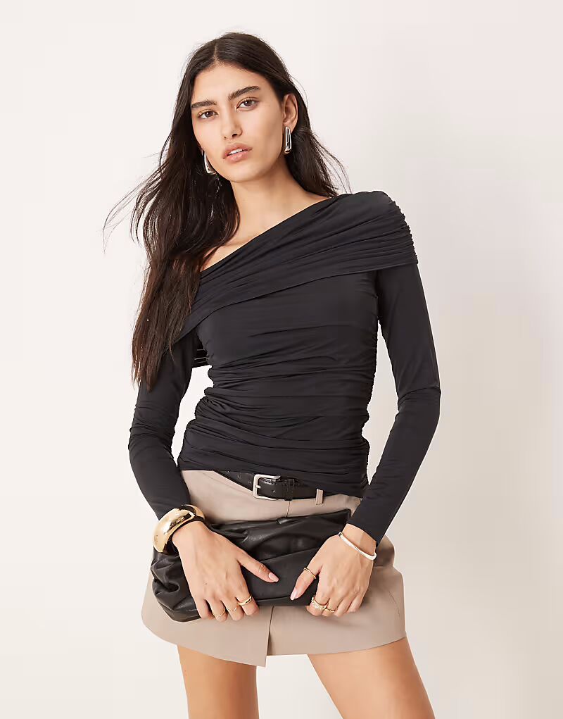 

Прозрачный топ Abercrombie & Fitch черного цвета