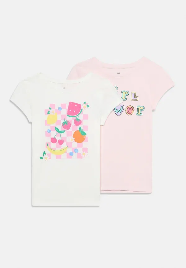 Футболка с принтом 2 шт Gap, new off-white, новый светло-бежевый — фото 3