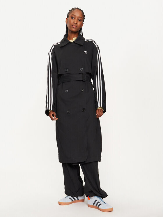 

Пальто из линя свободного кроя Adidas, черный