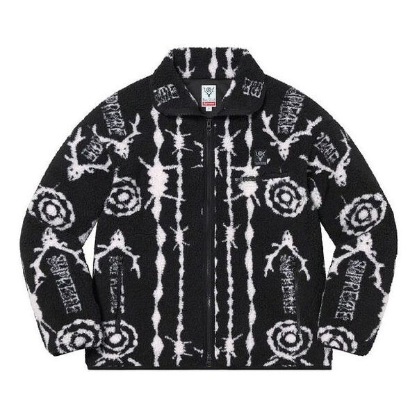 

Куртка x south2 west8 fleece jacket 'black white' Supreme, черный