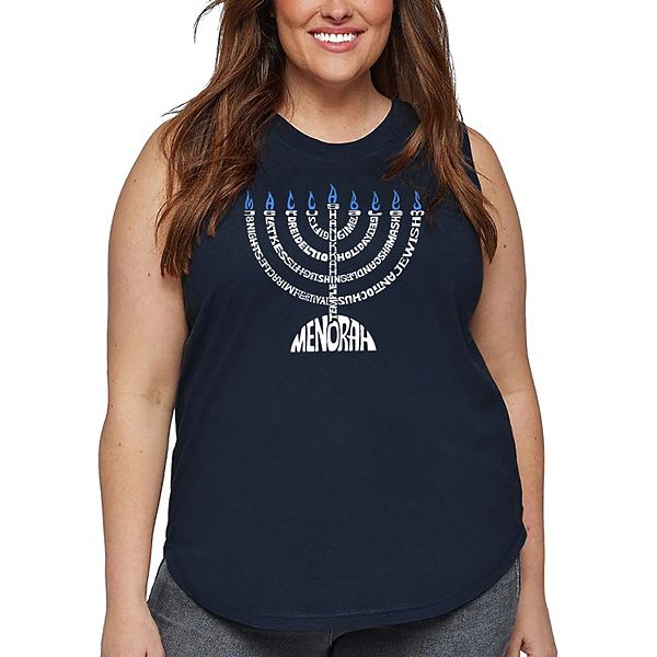 

Футболка с принтом Menorah для женщин plus size La Pop Art, Navy, Синий, Футболка с принтом Menorah для женщин plus size La Pop Art, Navy