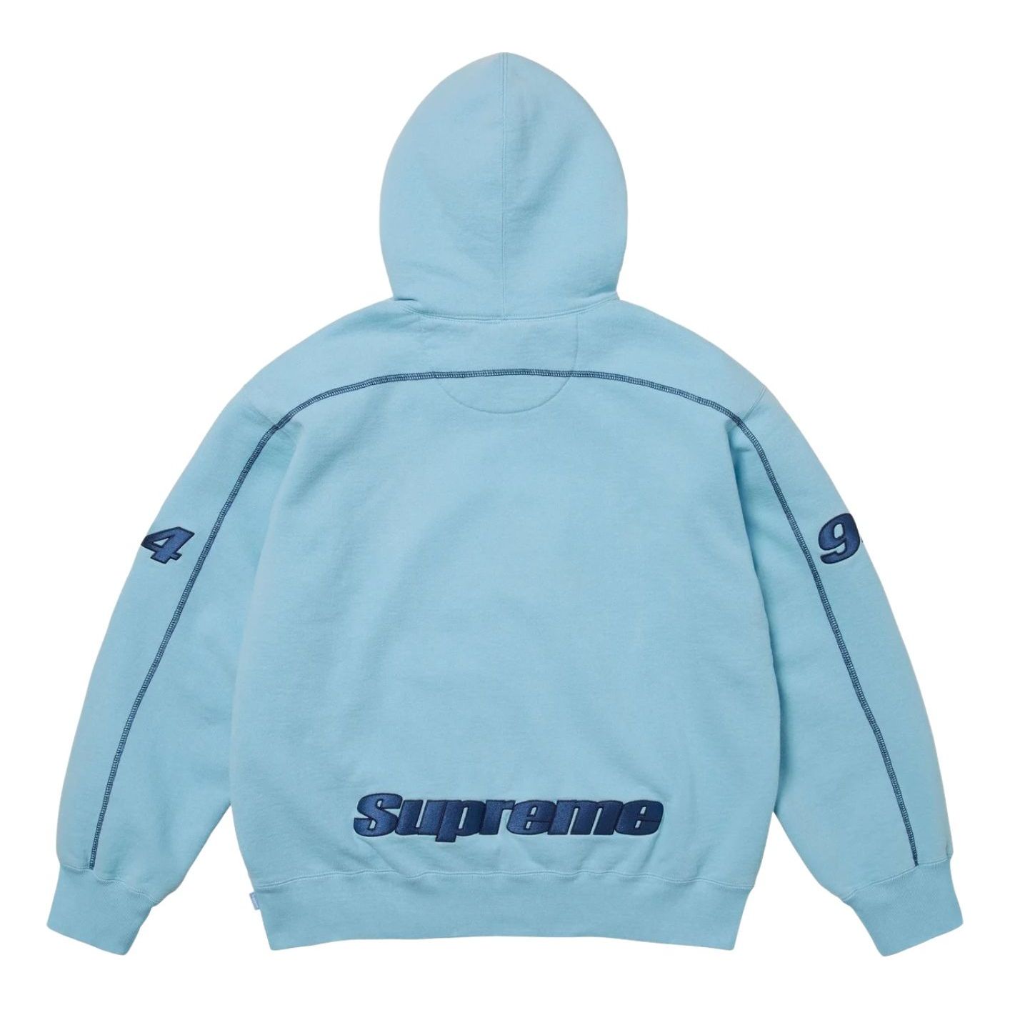 Толстовка Supreme FW25 с капюшоном, оверлок, цвет «светло-голубой» — фото 2