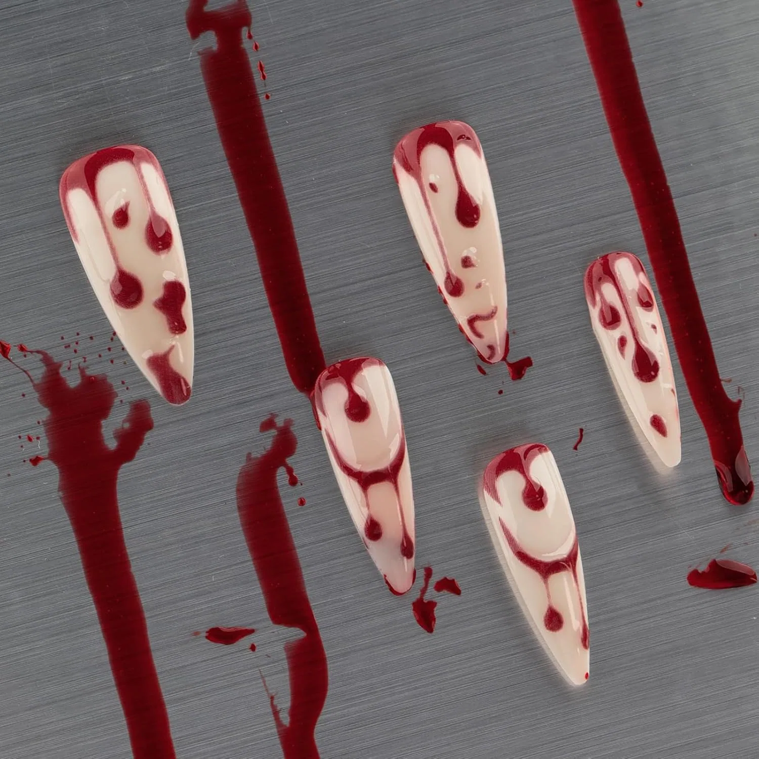 Накладные ногти на Хэллоуин, длинный миндаль, 24 шт. Ceboic, Blood Tears — фото 3