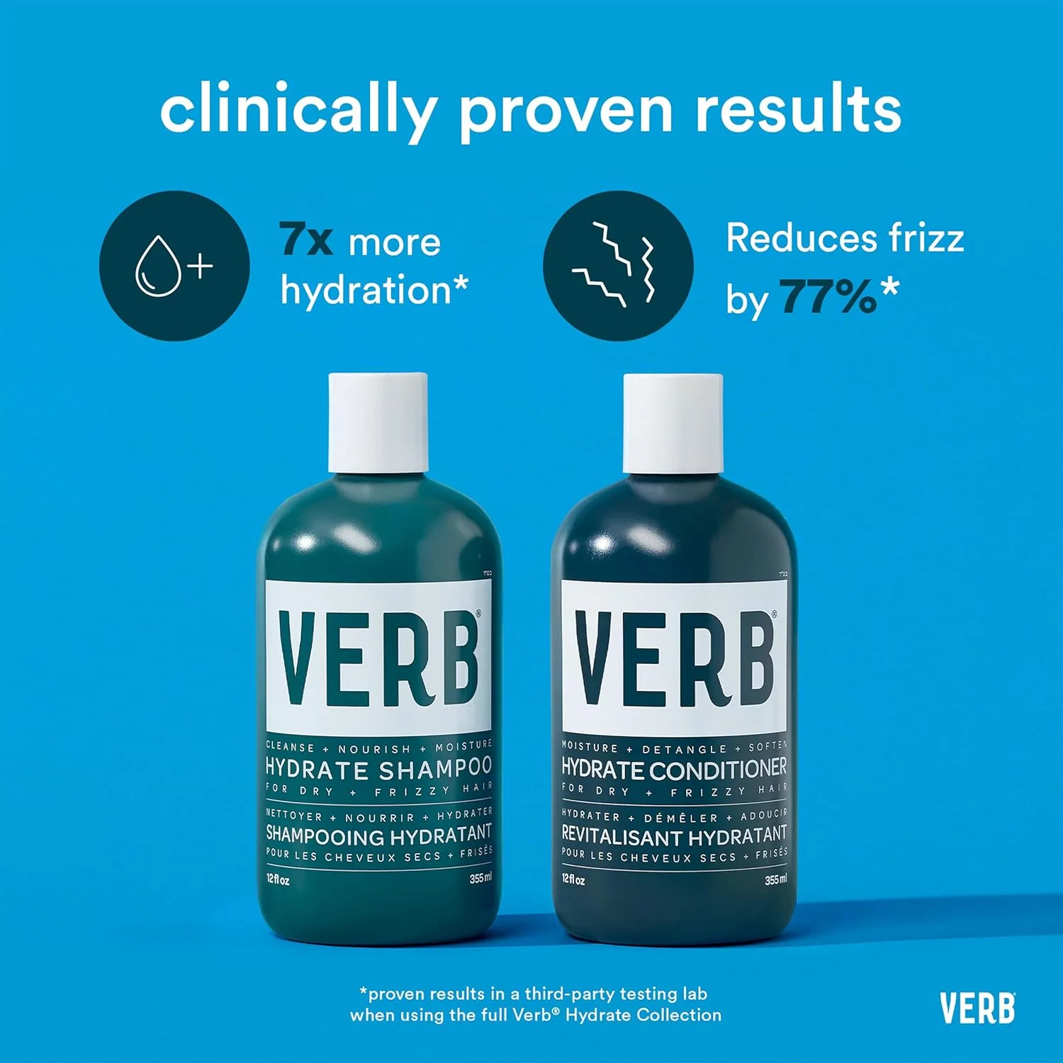 VERB Hydrate Шампунь и кондиционер в одном флаконе - Очищает и питает сухие и вьющиеся волосы, разглаживает и уменьшает пушистость - Аромат амбры и теплого жасмина 233 мл (4 шт.) — фото 2