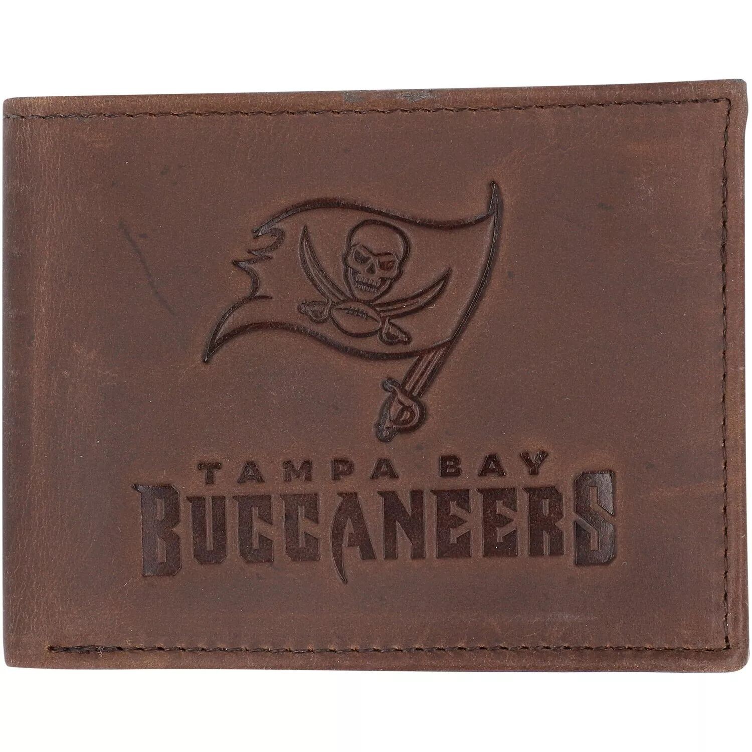 

Коричневый кожаный кошелек двойного сложения Tampa Bay Buccaneers