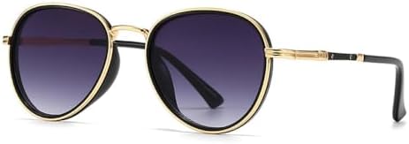 

Ретро металлические мужские солнцезащитные очки с градиентным переходом для женщин, защита от УФ-излучения UV400, модные панк-солнцезащитные очки MTZJH, Golden Black Gray