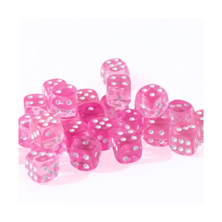 

12 мм d6 Розовый полупрозрачный с белым (25), Dice - 25 Piece D6 Sets (Easy Roller Dice)