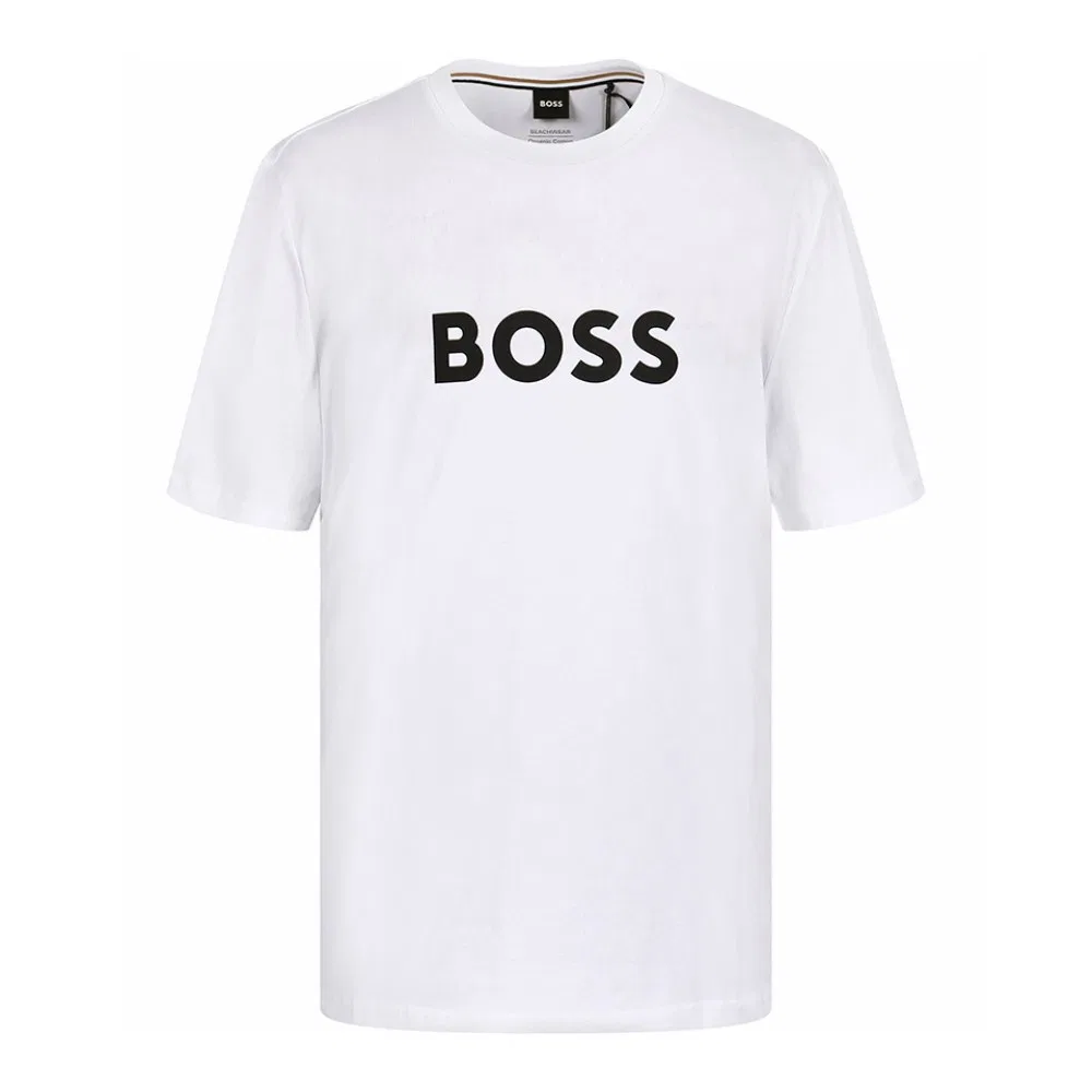 Мужская футболка с большим логотипом белая от Boss — фото 2