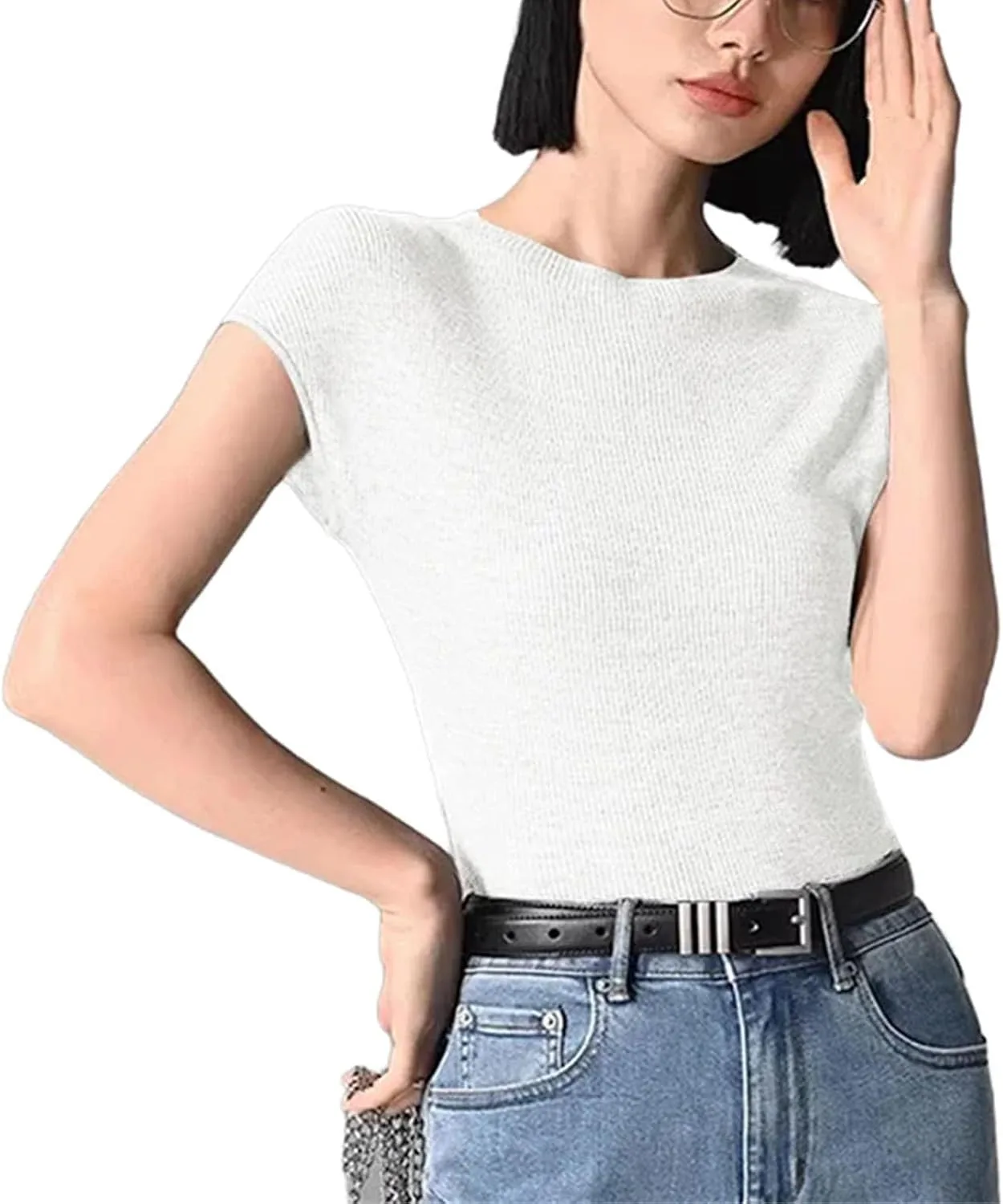 Женская шерстяная футболка Casual с коротким рукавом Slim fit