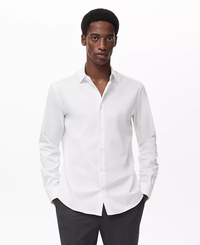 

Мужская удобная тянущаяся немнущаяся рубашка Mango, белый