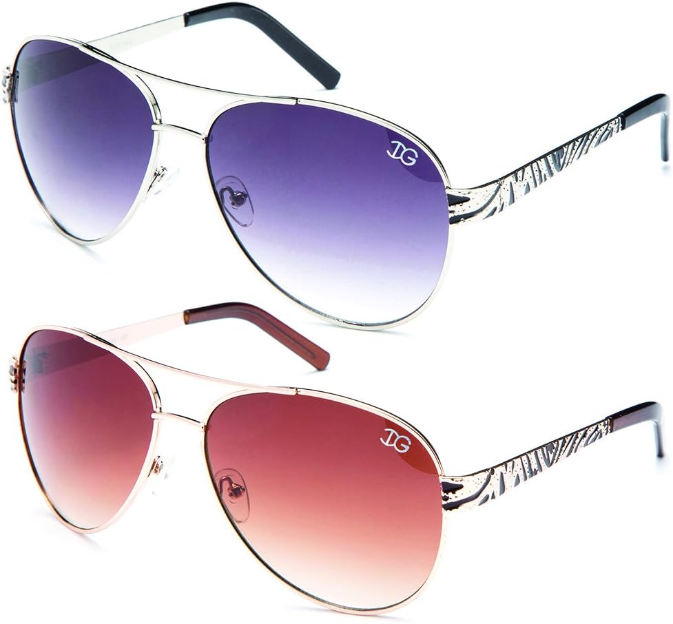 

Newbee Fashion - Женские солнцезащитные очки-авиаторы с защитой от УФ-излучения, большие, эффектные, модные, для весеннего сезона Newbee Fashion Sunglasses, 2 Pack Black & Brown