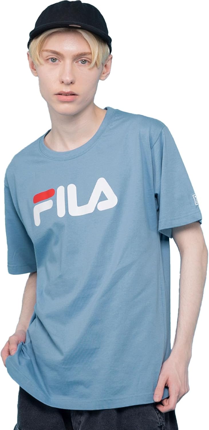 

Мужская хлопковая футболка Fila FH7301 с коротким рукавом и большим логотипом, тускло-синий