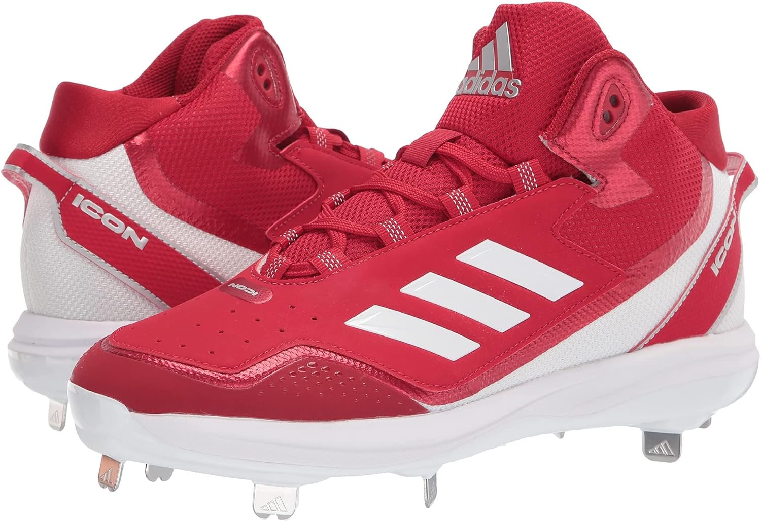 Бейсбольные кроссовки Adidas Icon 7 Mid для мужчин, красный/белый/металлик — фото 2