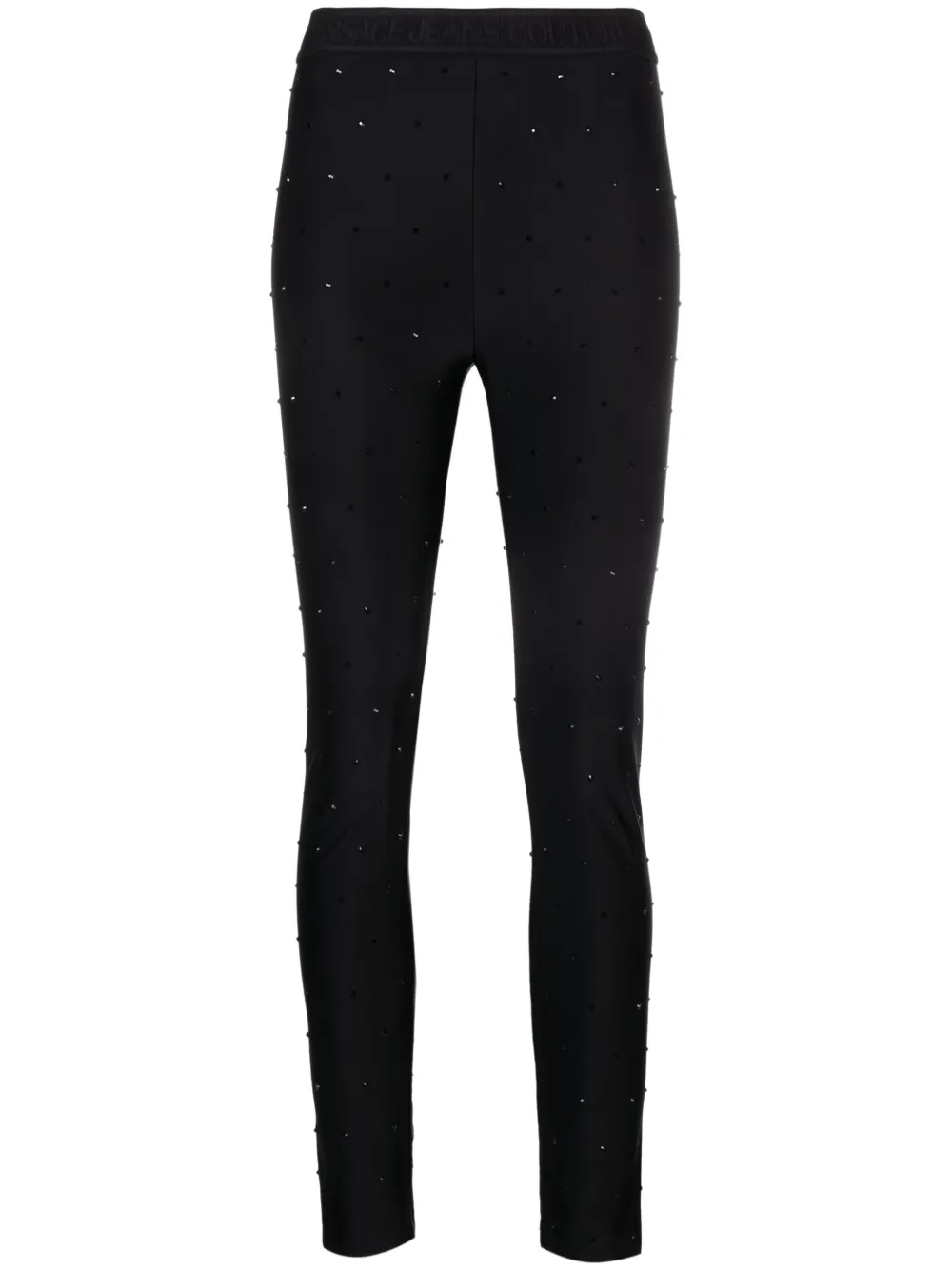 

Укороченные леггинсы со стразами Versace Jeans Couture, черный