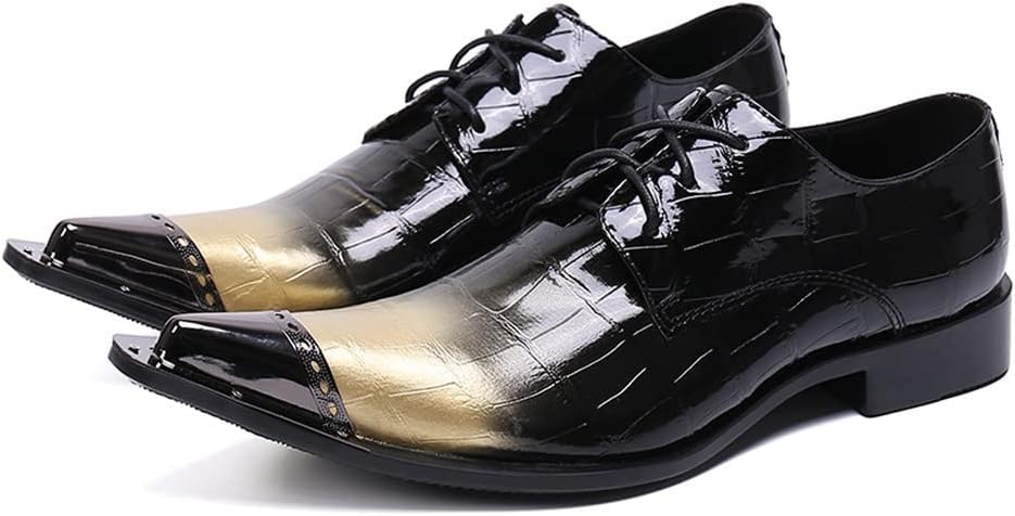 

Мужские повседневные туфли Santimon из натуральной кожи с острым носком, шнуровкой и металлическими деталями для официальных и вечерних мероприятий, черный