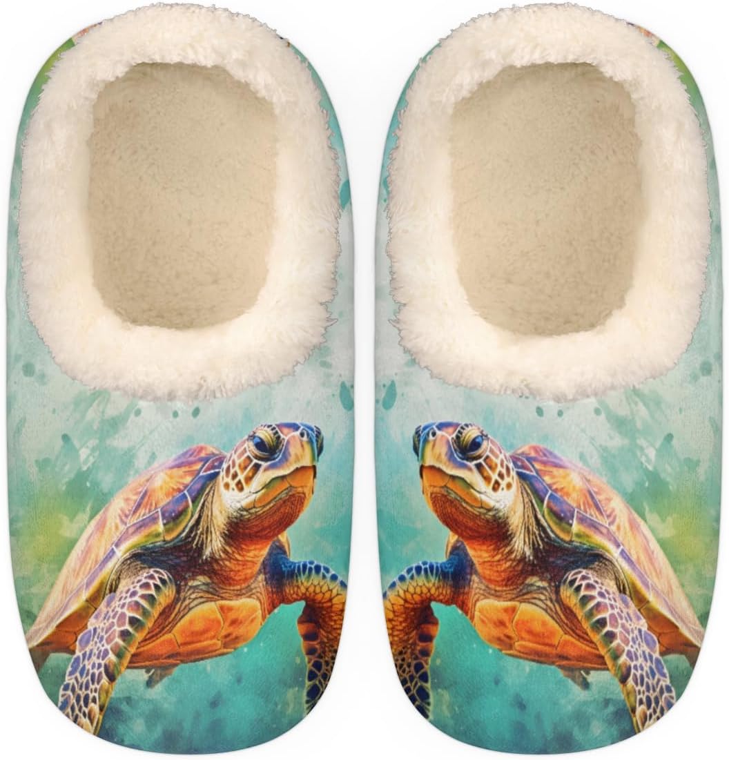 

Тапочки с морской черепахой для женщин и мужчин, домашние тапочки в виде морских животных, теплые мягкие тапки с эффектом памяти, легкие уютные с закрытой пяткой и противоскользящей подошвой, размер средний Bardic, Multicolor