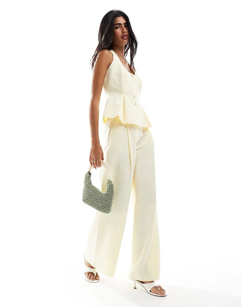 

Широкие брюки ASOS DESIGN из льняной смеси цвета пахты