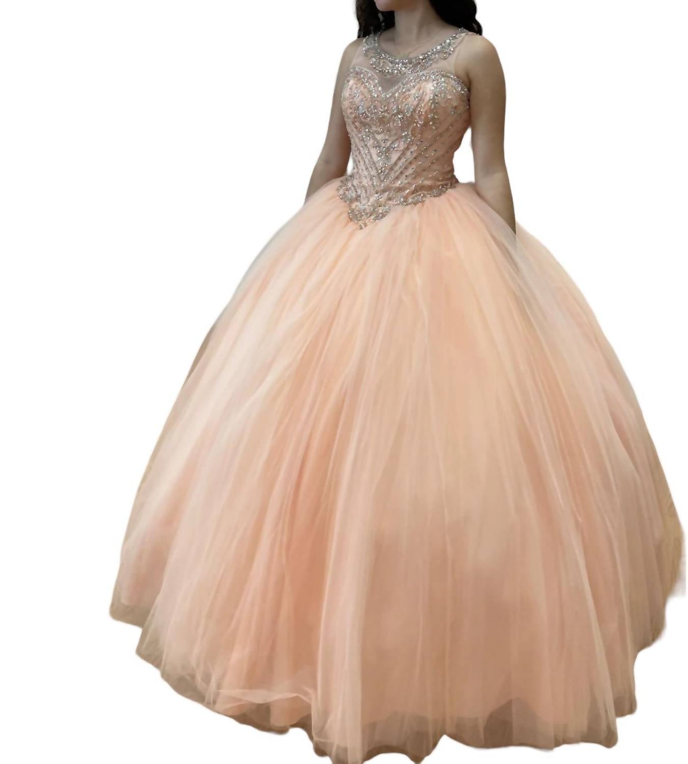 

Персиковое платье без рукавов Quinceañera Mary's Bridal