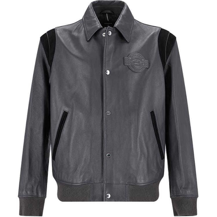 

Кожаная куртка-бомбер Boss HUGO BOSS, темно-серый