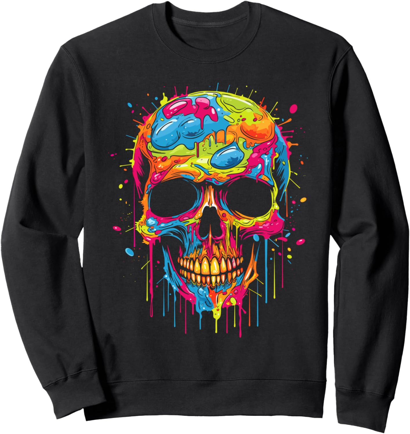 

Толстовка Skull Invader Colorful Skull Paint Splash Trippy Skeleton v2 Am Skull Invader, черный